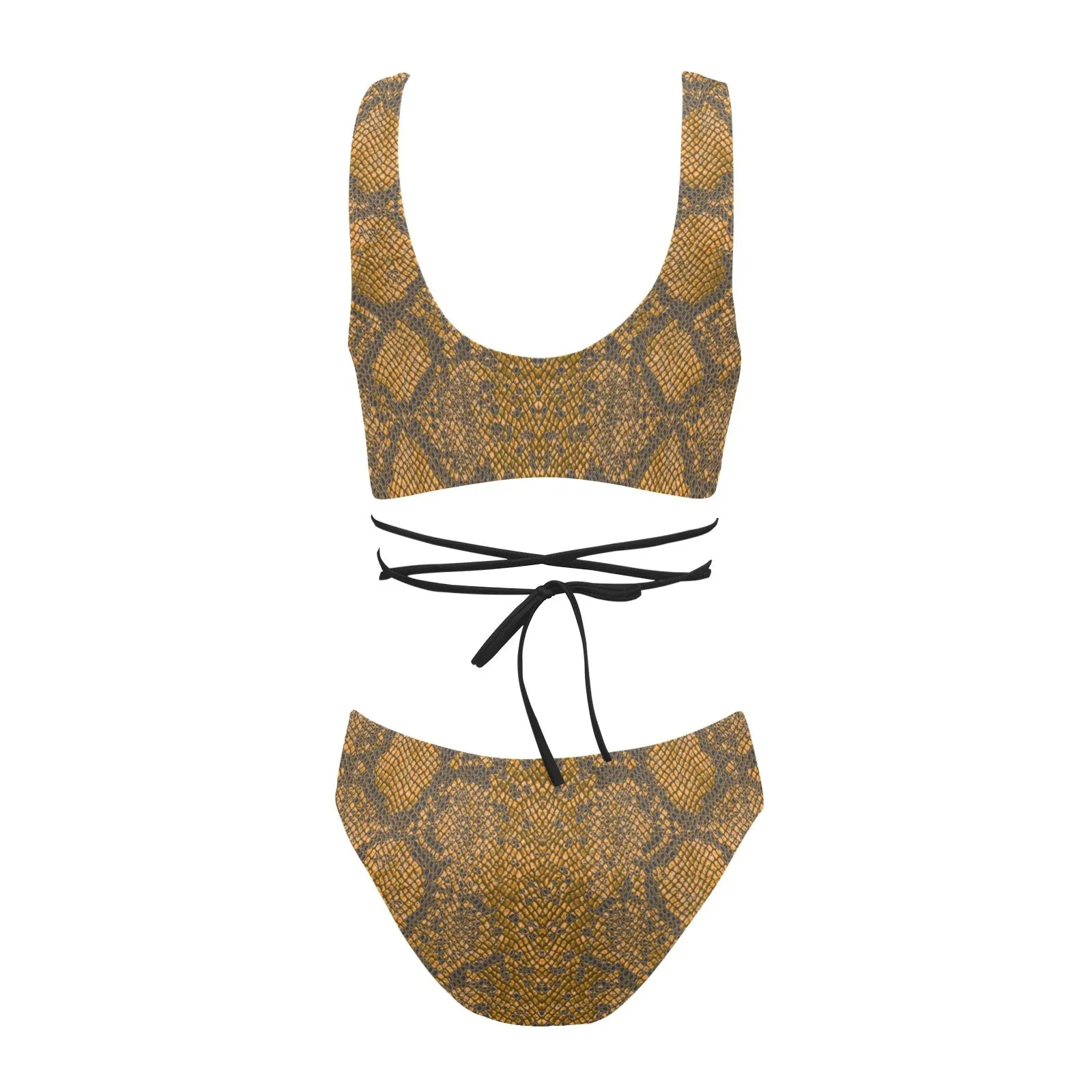 bronze snakeskin print Cross String Bikini Set (Model S29)